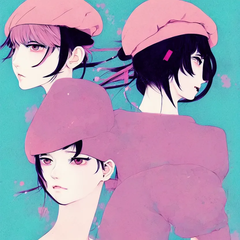 Image similar to girl wearing a beret, very anime!!! anime!! intricate details, aesthetically pleasing pastel colors, art by conrad roset and ilya kuvshinov