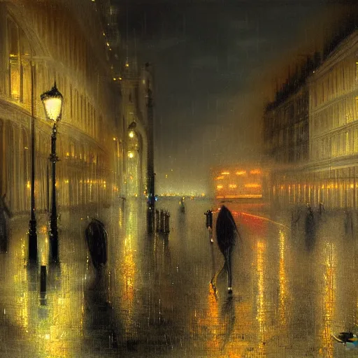 Image similar to a rainy night in London by Joseph Zbukvic