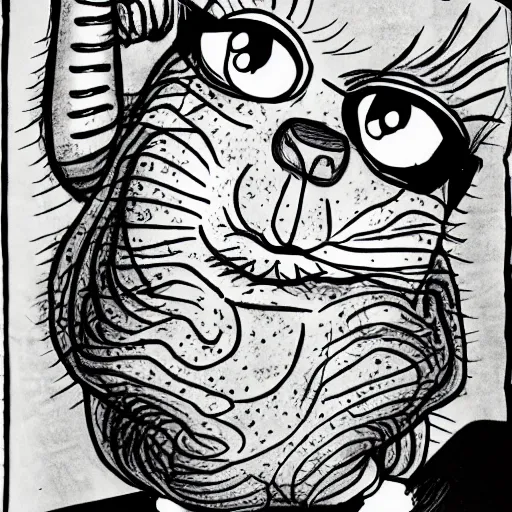 Prompt: garfield, by junji ito