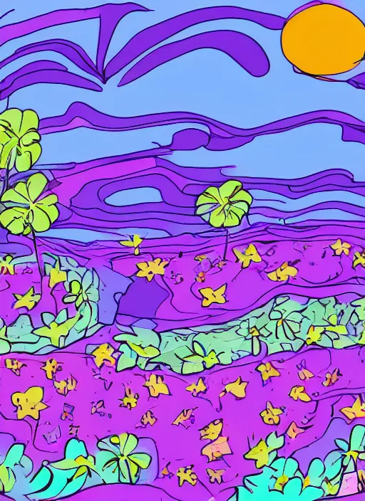 Image similar to purple island made from paint cartoon app background artwork, digital art, award winning