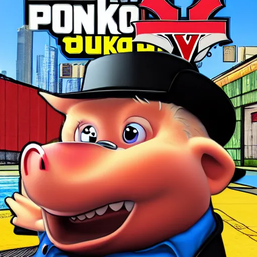 Image similar to porky the pig gta 5 cover art