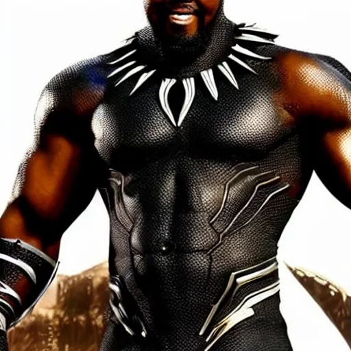 Image similar to michael jai white as black panther. super realistic. fine detail. upscale