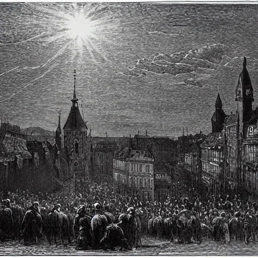 Image similar to The city of Mainz am Rhein, illustration by Gustave Doré