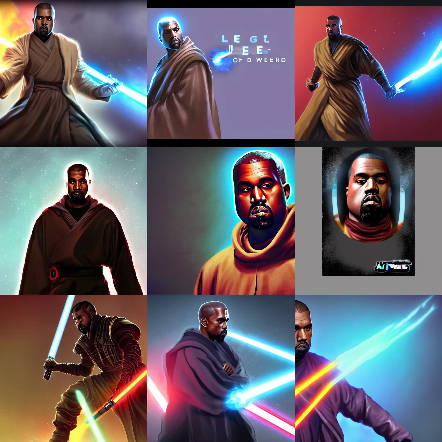 Prompt: Kanye West as a jedi, League of Legends Splashscreen, artstation