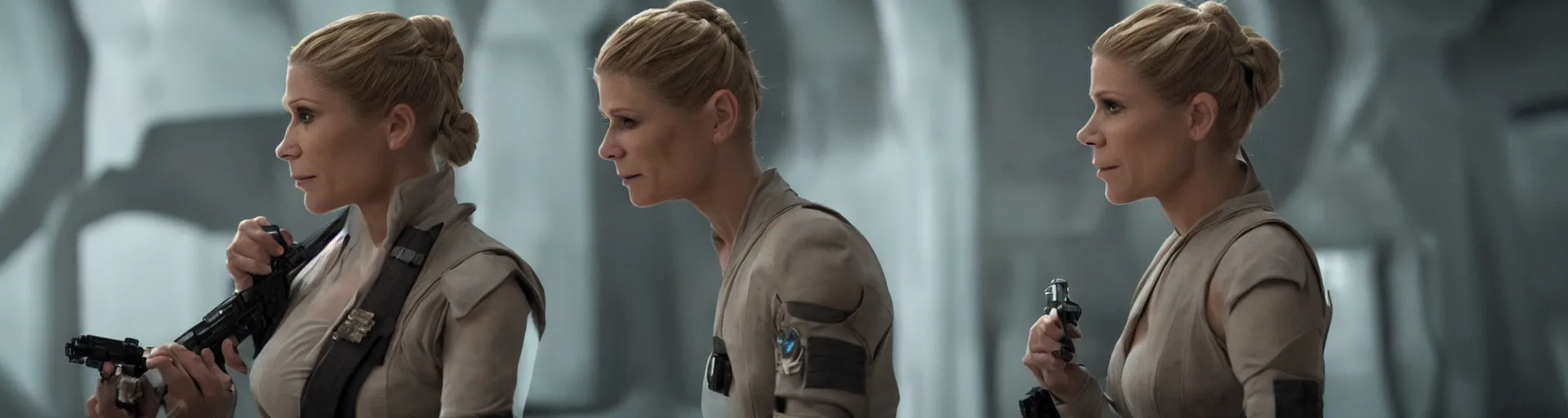 Prompt: A film still of Katee Sackhoff as Leia from Star Wars