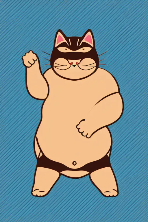 Image similar to Cat that is a sumo wrestler, sticker, colorful, illustration, highly detailed, simple, smooth and clean vector curves, no jagged lines, vector art, smooth