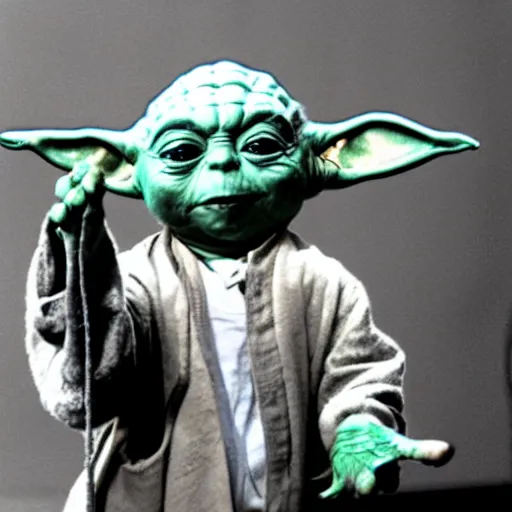 Image similar to yoda performing at woodstock