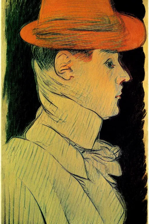 Image similar to a close up portrait a very ordinary person, facing front, by Toulouse-Lautrec, poster, flat color