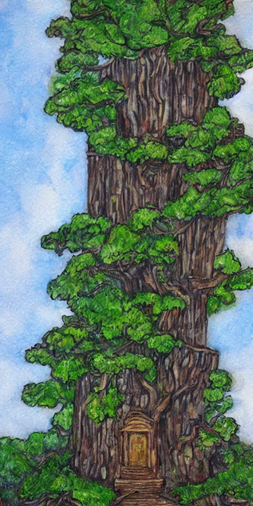 Image similar to a detailed portrait of a tree castle