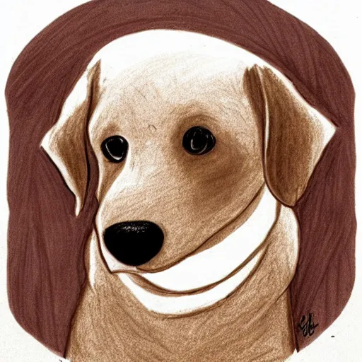 Image similar to cappacinno froth art top drawing of a dog