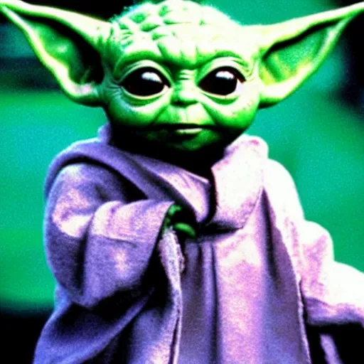 Prompt: baby yoda in batman forever, movie poster art