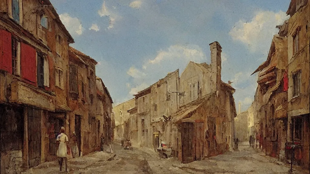 Prompt: an old street, by jean - baptist monge,