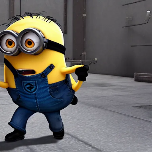 Image similar to despicable me minions playing counter strike; global offensive, game screenshot