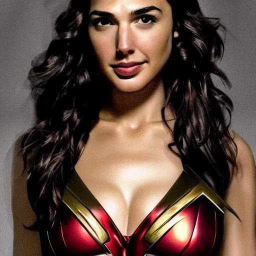 Image similar to an potrait of gal gadot cast of the flash, and wearing a flash suit, photorealistic, high detail, full body shot.