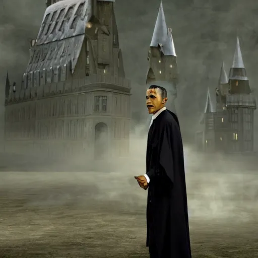 Prompt: Obama teaching defense against the dark arts, still from Harry Potter, movie, detailed, 4K