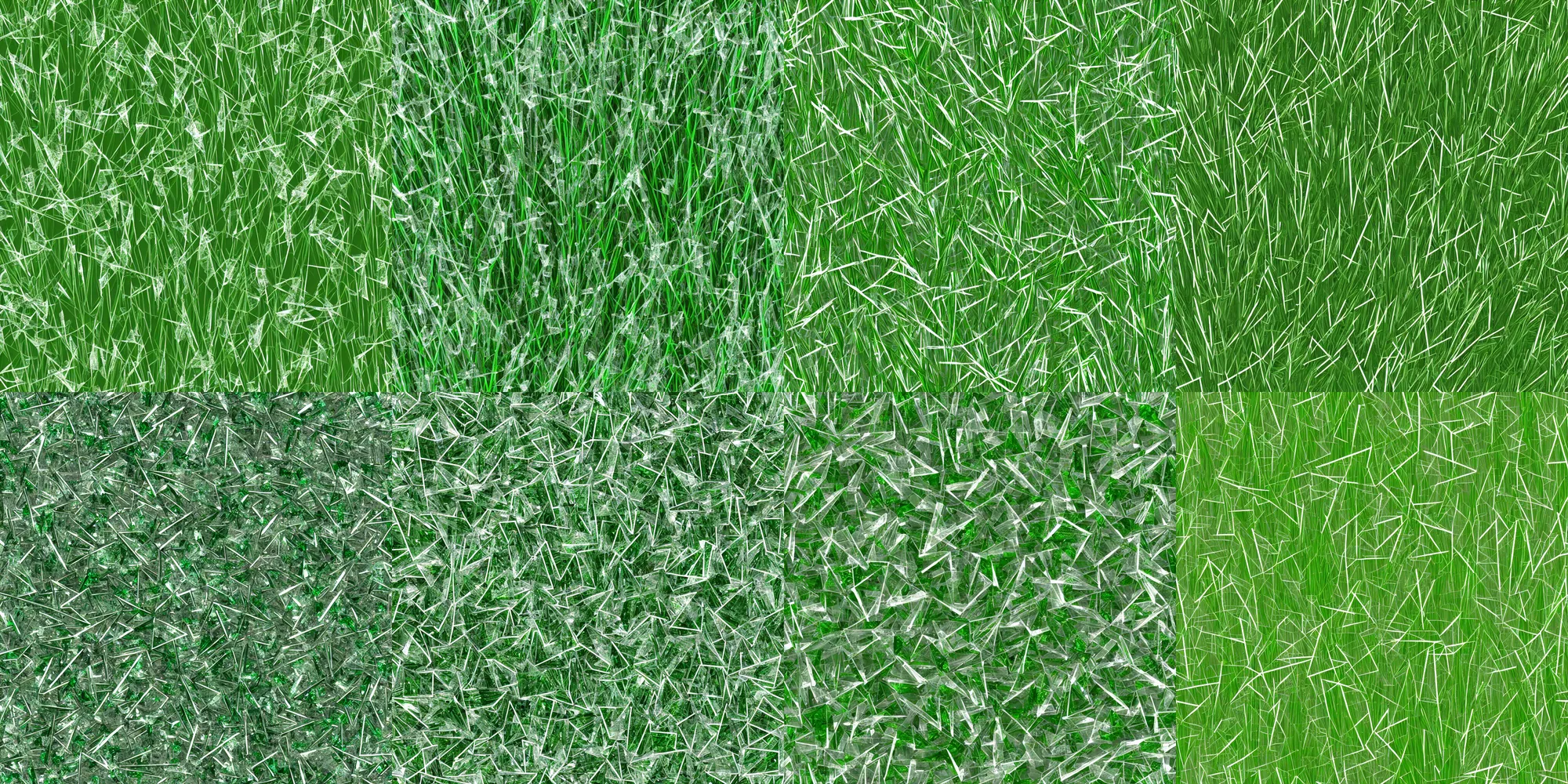 Prompt: gemlike grass, thin green glassy crystal shards, detailed, shiny, 2 d texture, seamless