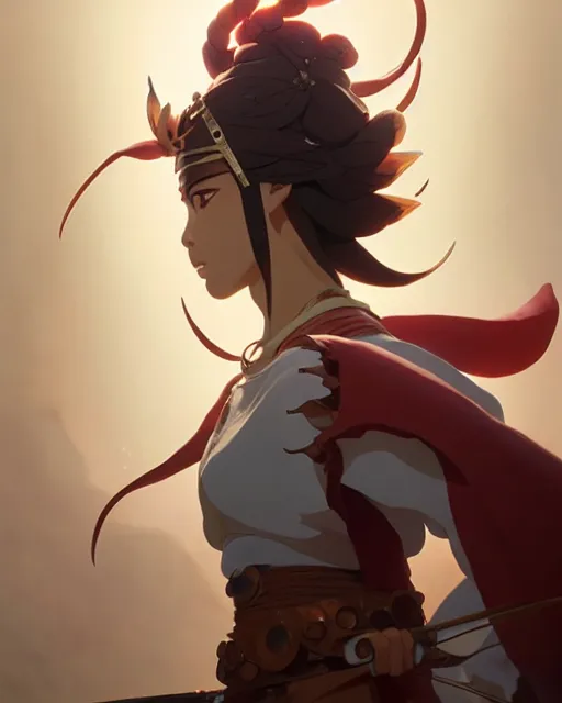 Prompt: azctec warrior, detailed perfect face, exquisite details, fire magic, mid view, design on a white background, by studio muti, greg rutkowski makoto shinkai takashi takeuchi studio ghibli