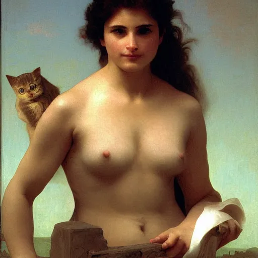 Image similar to Painting of a cat as the Hulk. Art by william adolphe bouguereau. During golden hour. Extremely detailed. Beautiful. 4K. Award winning.