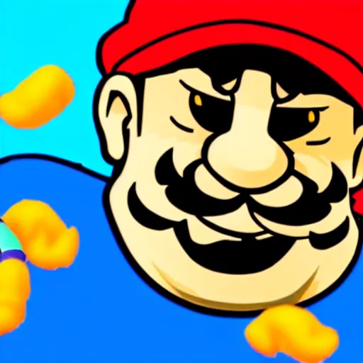Prompt: Wario covered in Cheeto dust in the style of paper Mario