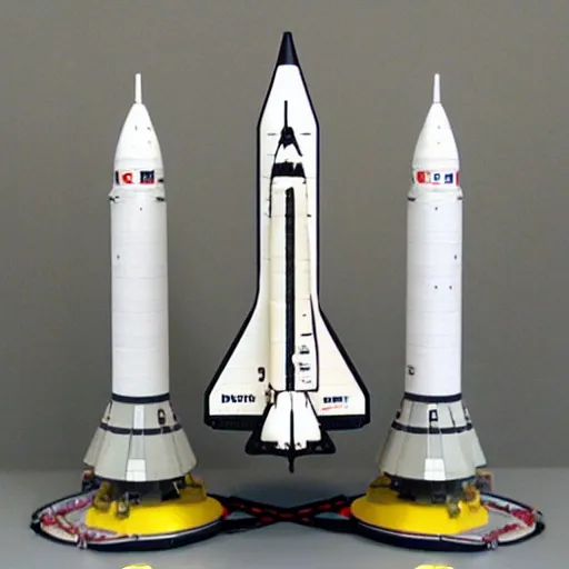 Prompt: a combination of the space shuttle and the Saturn V