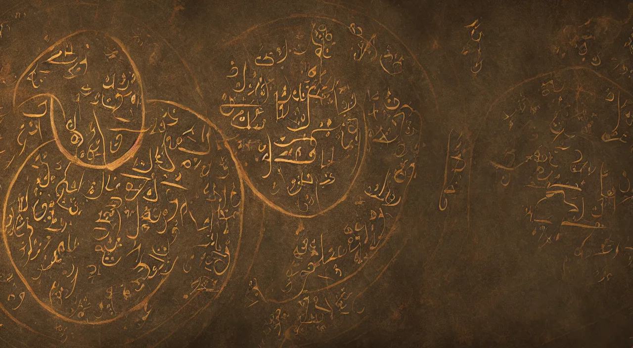 Image similar to ancient siddham script detailing the creation and expansion of the universe, trending on artstation, octane render, photo realistic