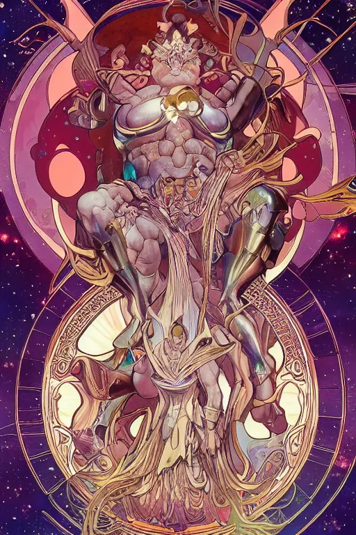 Prompt: celestial big chungus, by artgerm and yoshitaka amano and moebius and alphonse mucha, hyperdetailed, dc comics, ornate, nebula, explosions in the sky, trending on artstation