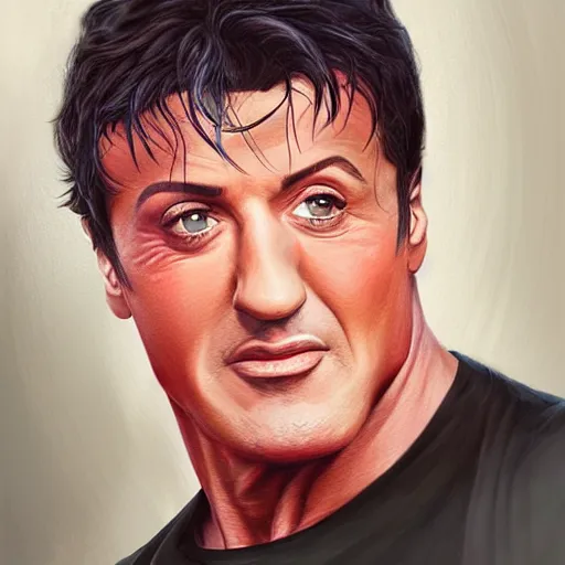 Image similar to portrait of sylvester stallone by charlie bowater