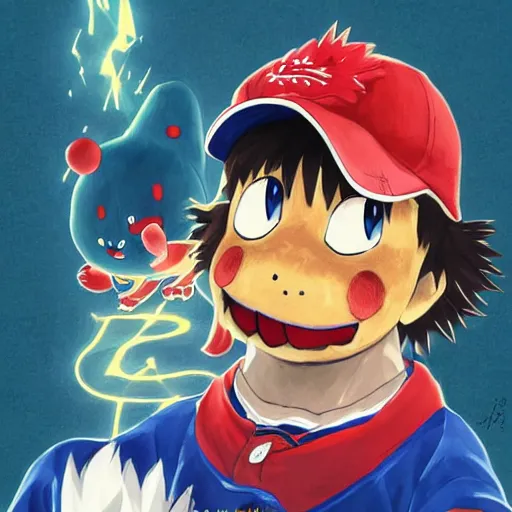 Image similar to anime Portrait of Youppi the Habs Montreal Canadiens Mascot as a very cute powerful and friendly pokemon, highly detailed anime, high evolution, 1990s, legendary, smooth, sharp focus, dynamic lighting, intricate, trending on ArtStation, illustration pokemon, art by WLOP