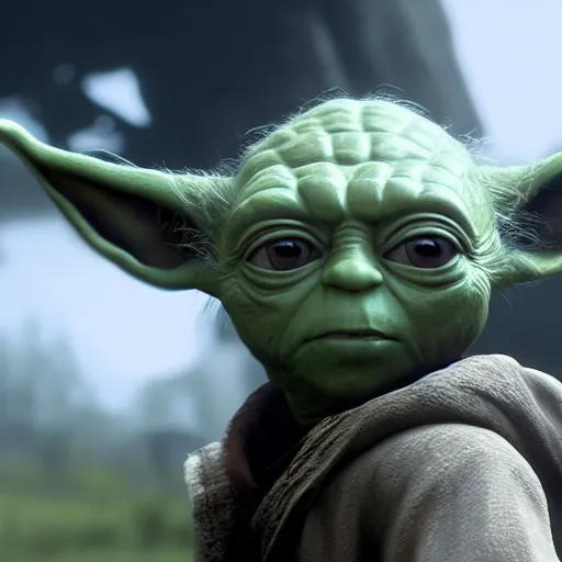 Prompt: Film still of Yoda, from Red Dead Redemption 2 (2018 video game)