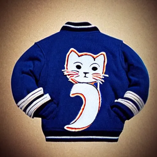 Prompt: cat wearing a letterman jacket