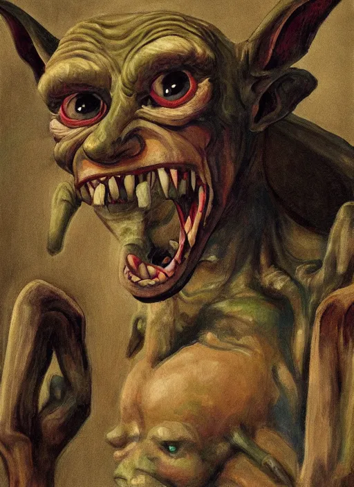 Image similar to a medieval goblin watching television painted by otto dix, detailed digital art, trending on Artstation