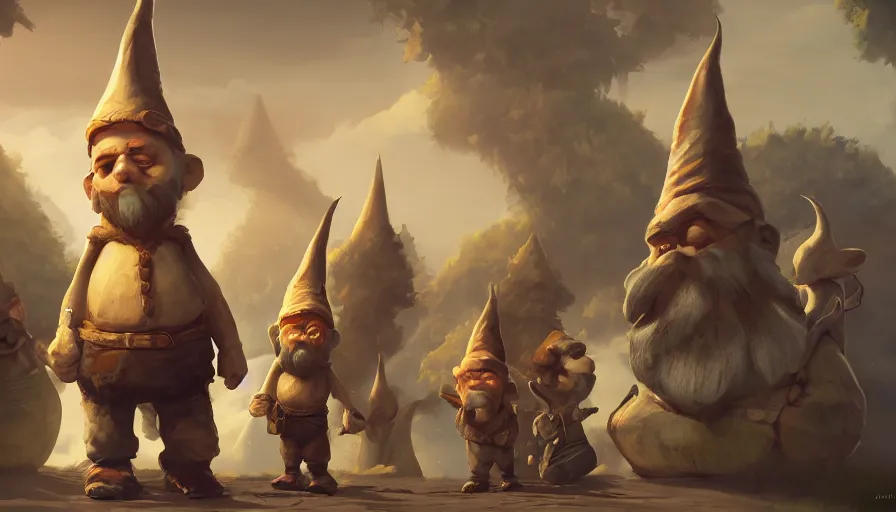 Prompt: Great plain with giant gnomes walk around, hyperdetailed, artstation, cgsociety, 8k