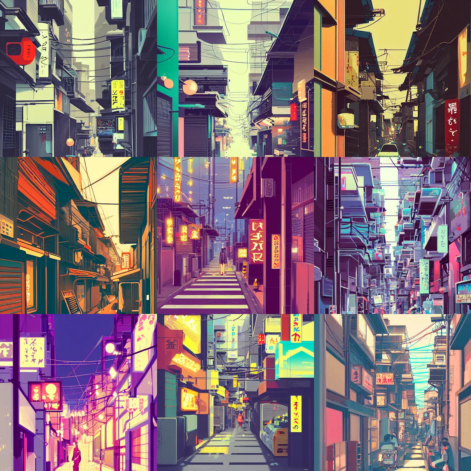 Prompt: tokyo alleyway by james gilleard, beautiful