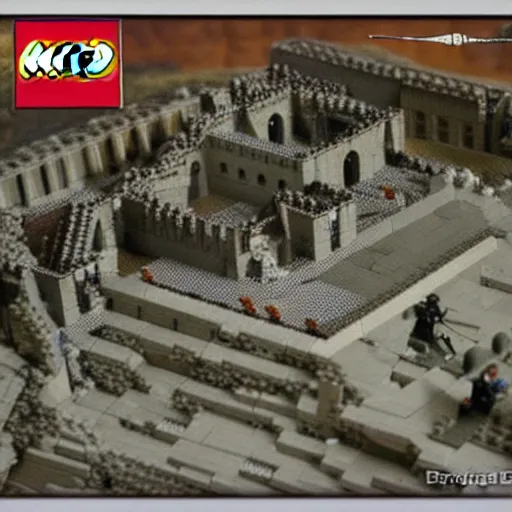 Prompt: lego diorama of the battle of Pelennor Fields in front of Minas Tirith