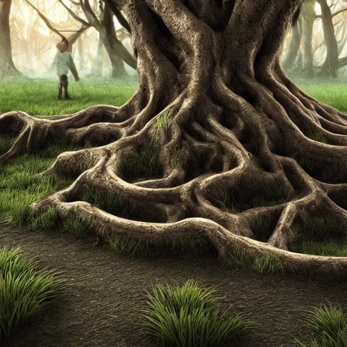 Prompt: roots are growing around the 9 gag!! logo, photorealistic rendering, hyperdetailed