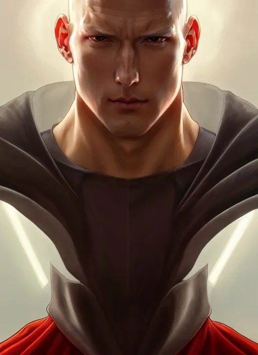 Prompt: ultra realistic illustration, handsome saitama. superman suit, intricate, elegant, highly detailed, digital painting, artstation, concept art, smooth, sharp focus, illustration, art by artgerm and greg rutkowski and alphonse mucha and wlop, 8 k, hd