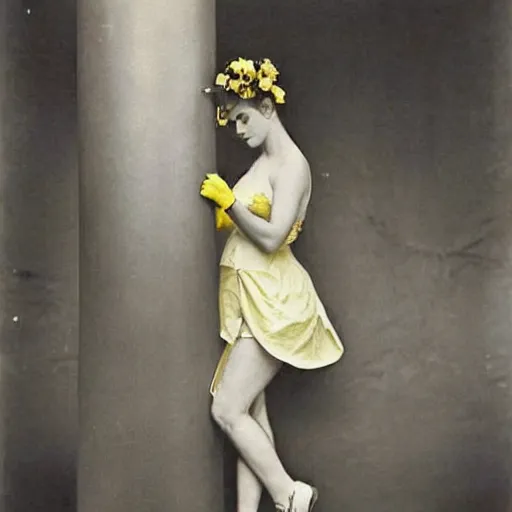 Prompt: elegant woman dressed up as pikachu, art photo by Annie Liebovitz and Alphonse Mucha, glossy, clean, old fashion