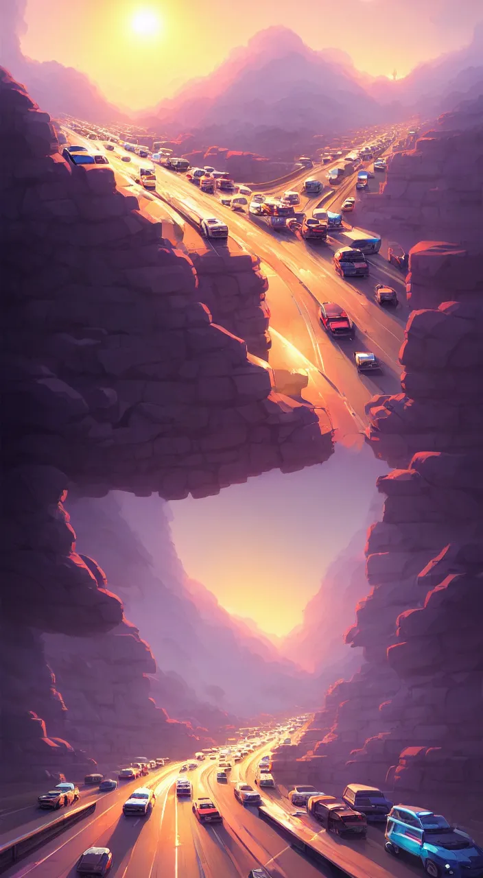 Image similar to mega-highway backed up by traffic at midnight, in marble incrusted of legends official fanart behance hd by Jesper Ejsing, by RHADS, Makoto Shinkai and Lois van baarle, ilya kuvshinov, rossdraws global illumination