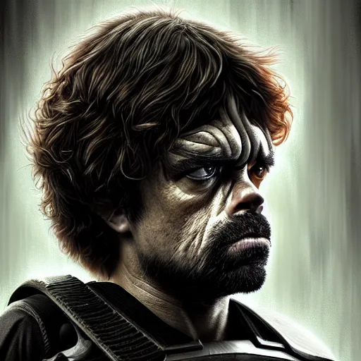 Image similar to peter dinklage as the predator digital painting, extremely detailed, 4 k, intricate, brush strokes, mark arian, artgerm, bastien lecouffe - deharme