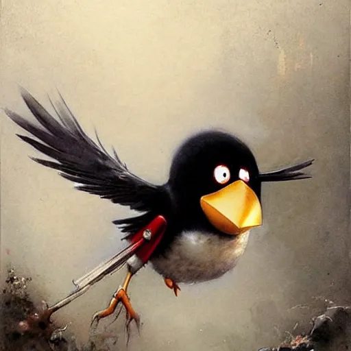 Prompt: ( ( ( ( ( bomb, angry bird. muted colors. ) ) ) ) ) by jean - baptiste monge!!!!!!!!!!!!!!!!!!!!!!!!!!!