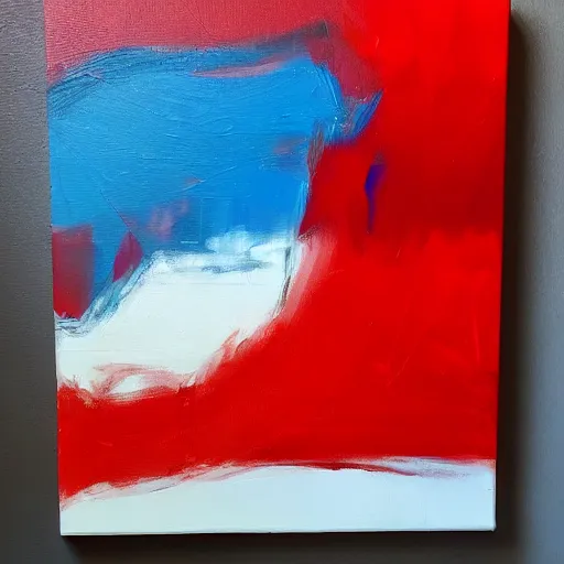 Image similar to acrylic abstract painting on canvas using primary red and blue