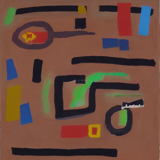 Image similar to A conceptual art. A rip in spacetime. Did this device in his hand open a portal to another dimension or reality?! by Etel Adnan saturated, earthy