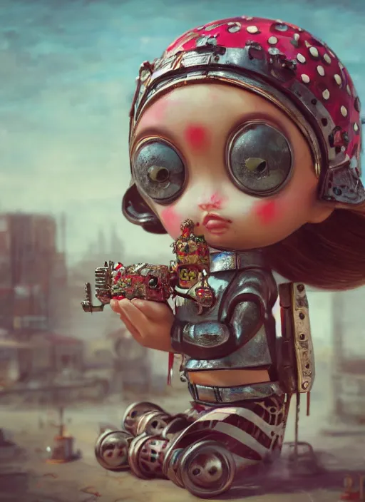 Prompt: closeup portrait of tin toy ninja girl trap, depth of field, zeiss lens, detailed, symmetrical, centered, fashion photoshoot, by nicoletta ceccoli, mark ryden, lostfish, breathtaking, 8 k resolution, extremely detailed, beautiful, establishing shot, artistic, hyperrealistic, octane render