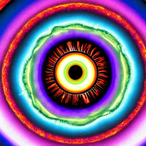 Image similar to a psychedelic eyeball witnessing the birth of time