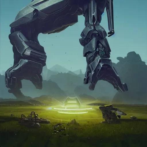 Image similar to halo ring from the game halo, simon stalenhag