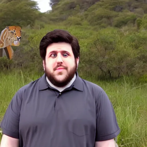 Image similar to youtuber Jontron goes on safari