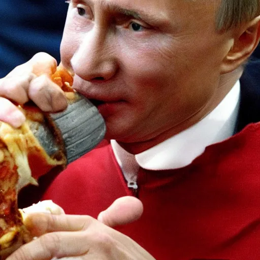 Image similar to photo, vladimir putin eating a human leg