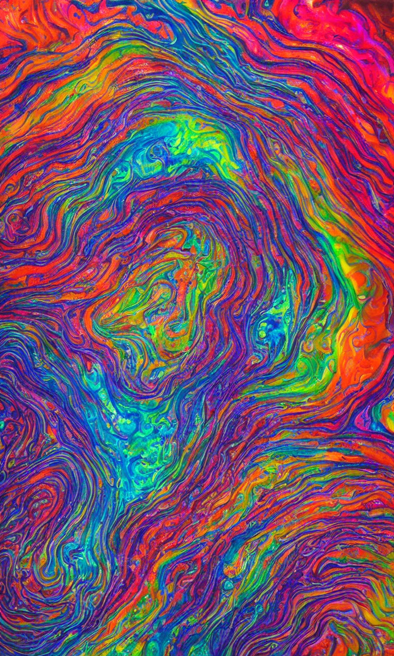 Prompt: ultra detailed acrylic pour fluid dynamics flow art painting of a iridescent fungus with a colorful swirl shimmering with pearlescence, acrylic marbling art by sam spratt, rhads, deviantart, psychedelic art, psychedelic, cosmic nebula, chromatic