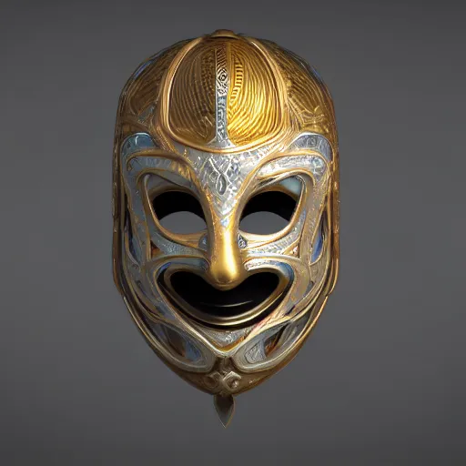 Prompt: venetian futuristic bauta mask, houdini render