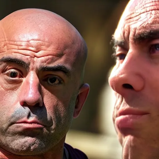 Prompt: joe rogan's face as the sun shining down on little cavemen, intricate, elegant, highly detailed, smooth, sharp focus, 4 k, 8 k uhd, realistic, great detail